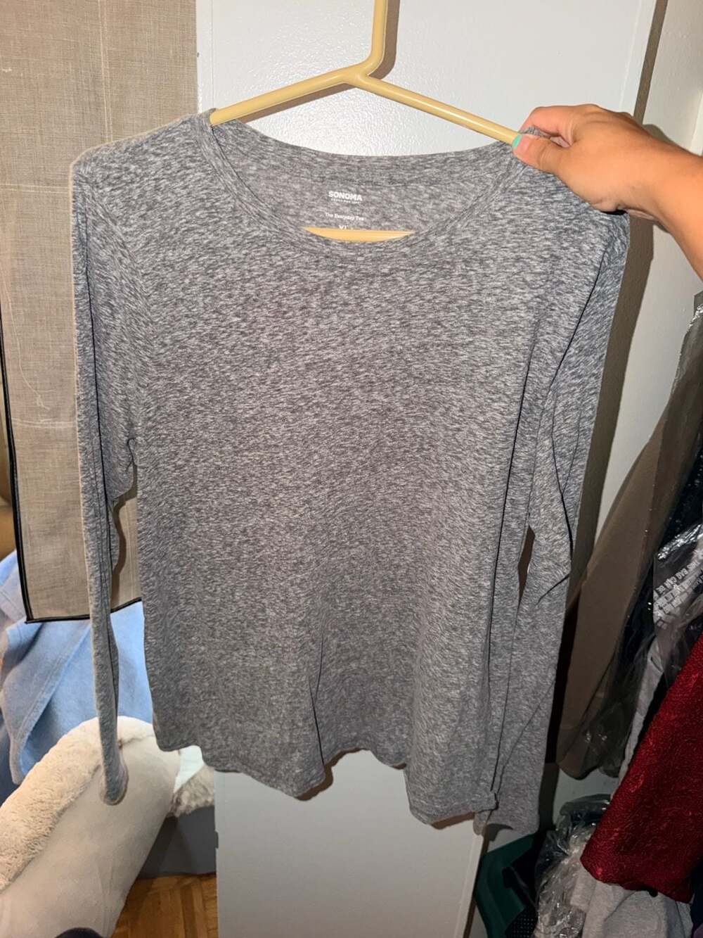 Sonoma The Everyday Tee Size XL Gray Long Sleeve